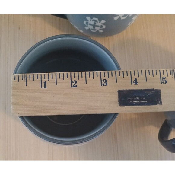 Baum Bros Phara Stoneware Pot Belly Mugs Gray Large 20 OZ Set Of 4 Micro Safe - Picture 11 of 12